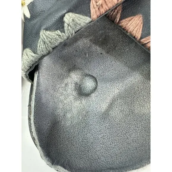 Free People Wildflowers Embroidered Floral Sandals Blue Slides Size 38 US 7.5 - Picture 7 of 11